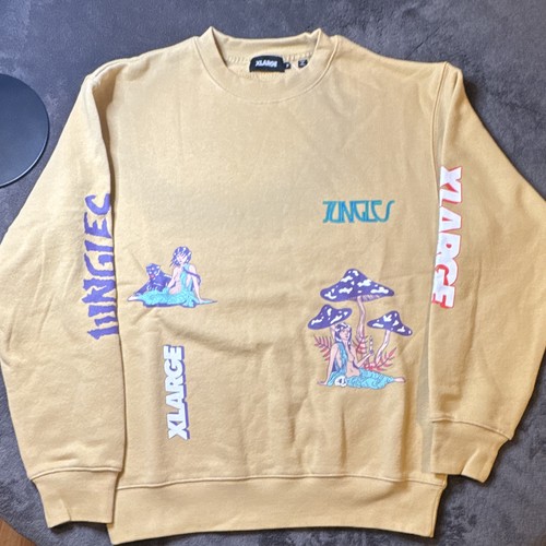 XLARGE x Jungles Graphic Logo Crewneck Sweatshirt Beige M