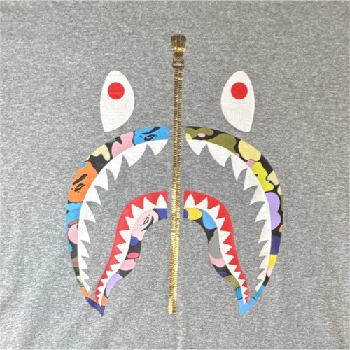 A Bathing Ape BAPE Shark WGM Graphic Print Gray Men's T-Shirt 2X