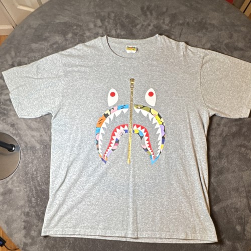 A Bathing Ape BAPE Shark WGM Graphic Print Gray Men's T-Shirt 2X - photo 2
