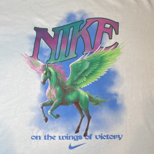 Nike Kids M White Loose Fit Graphic Pegasus Crew Neck T-Shirt - photo 4