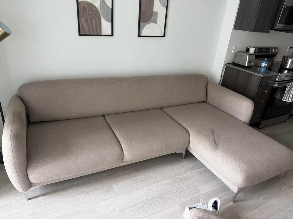 Modern Beige Fabric Sectional Sofa with Chaise - photo 2