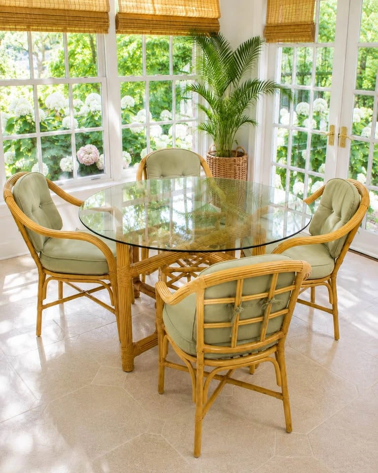 Rattan “ King “ Rattan Dining Set Coastal 1980’s - photo 2
