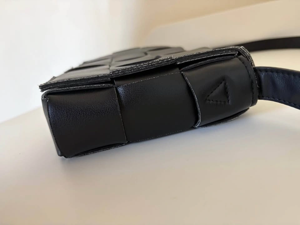 Black Woven Leather Crossbody Casste Bag - photo 2