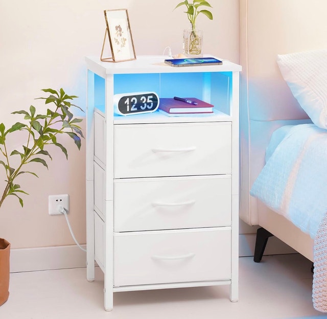 New Seventable Nightstand with Charging Station and LED Light - photo 2
