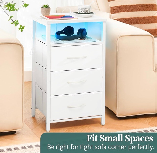 New Seventable Nightstand with Charging Station and LED Light - photo 3