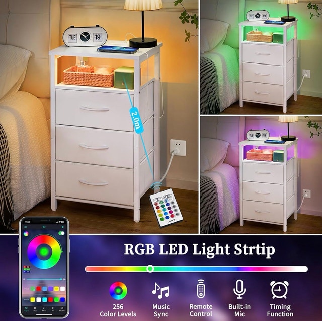 New Seventable Nightstand with Charging Station and LED Light - photo 4