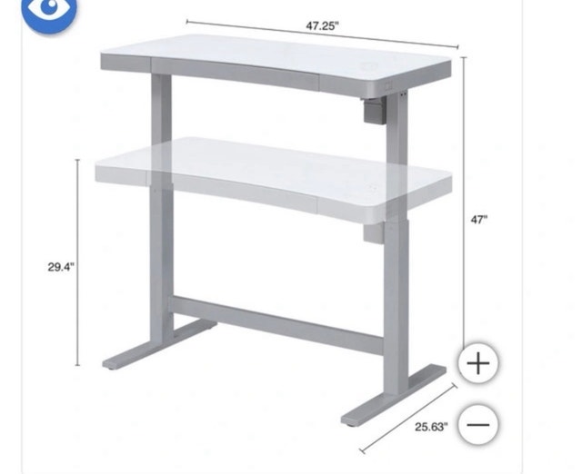 Tresanti Adjustable Glass Top USB Wireless Sit/Stand Desk
