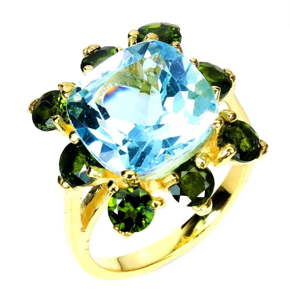 Sky Blue Topaz Dual-Gem Statement Ring in Gold & Silver - photo 2
