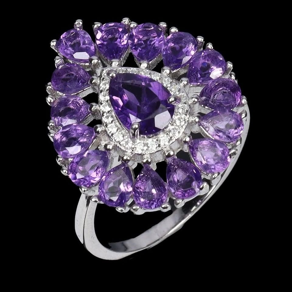 Ruby and Black Spinel Ring 14K White Plated Silver Size 7 - photo 2