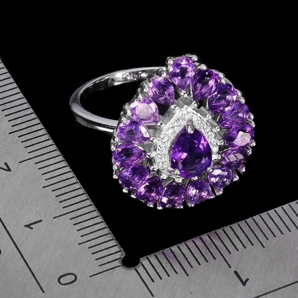 Ruby and Black Spinel Ring 14K White Plated Silver Size 7 - photo 3