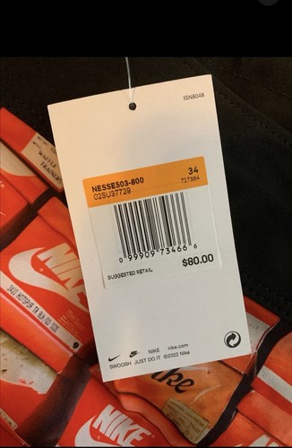 Nike Men’s Athletic Shorts Size 34 Orange/Black Graphic Logo - photo 2