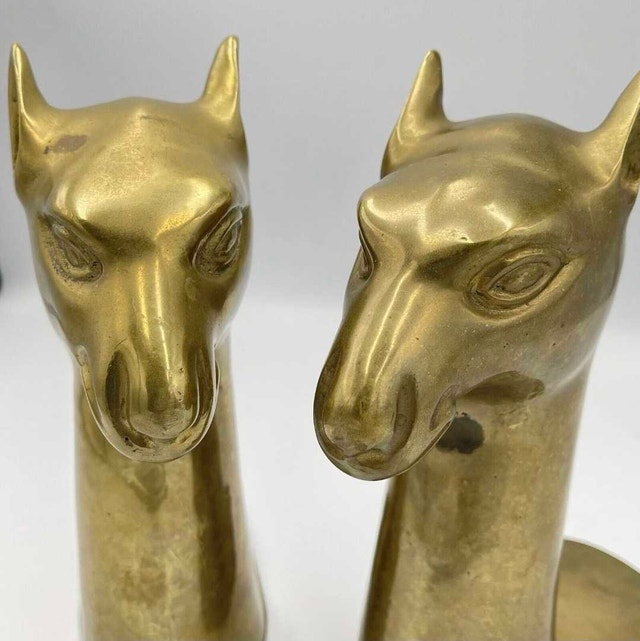 Solid Brass Vintage MCM Camel Bookends Retro S - photo 2
