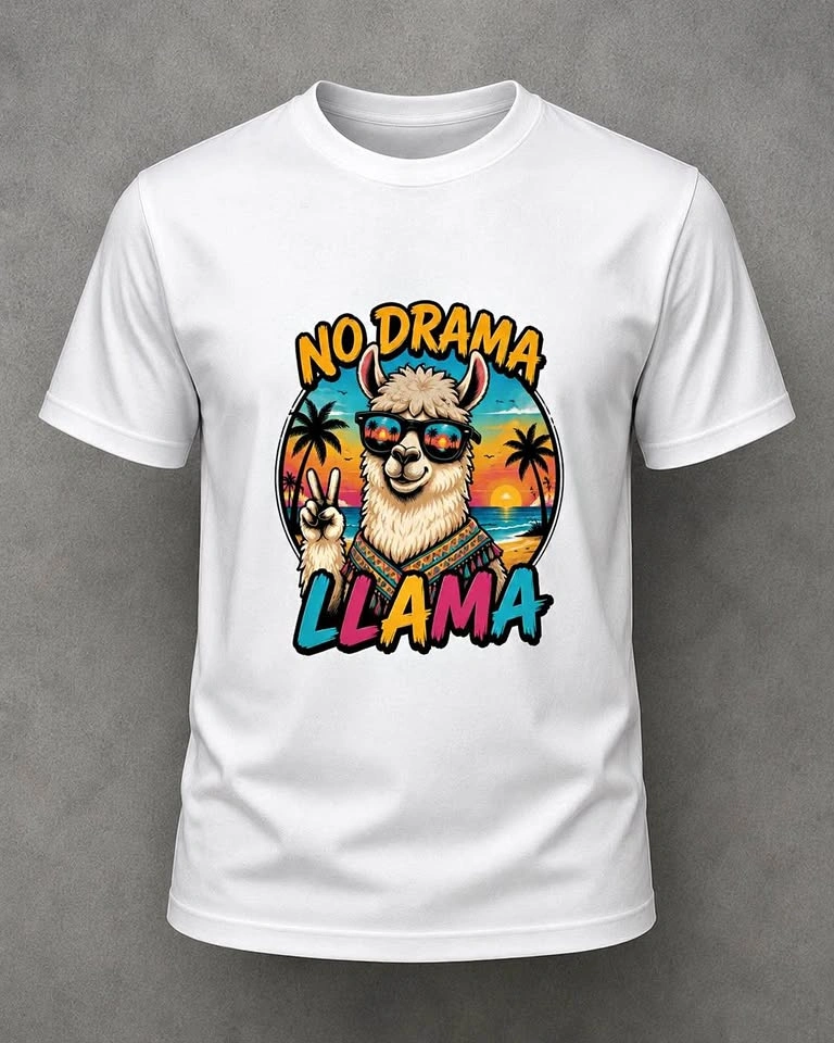 Custom No Drama Llama Graphic T-Shirt