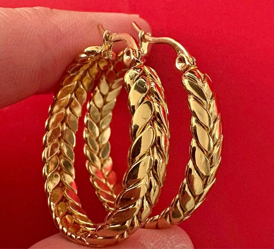 Braided Hoops Gold Plated SS Tarnish Resistant 1.20 inch