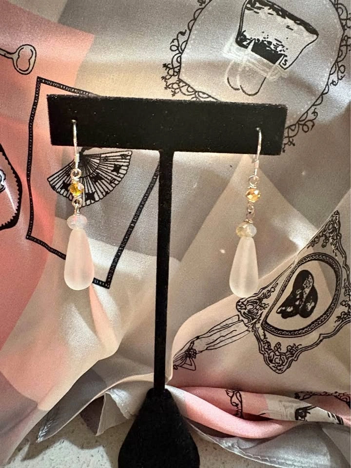 Pear Shape Silver Earrings