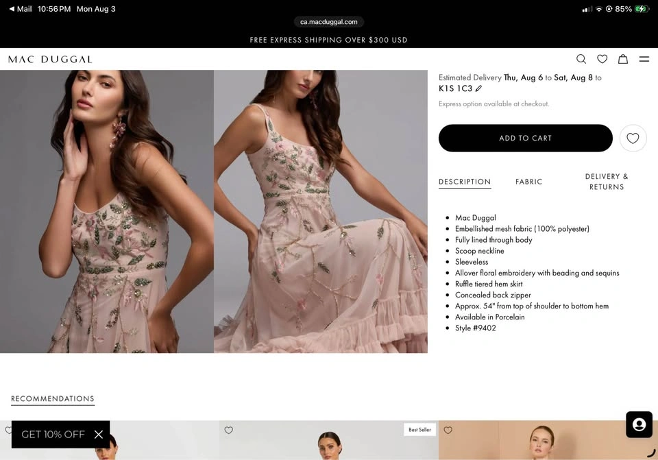 Mac Duggal Pink Ruffle Midi Dress Floral Embroidery Size 12 - photo 2