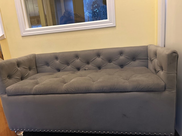Grey Tufted Storage Bench - photo 2