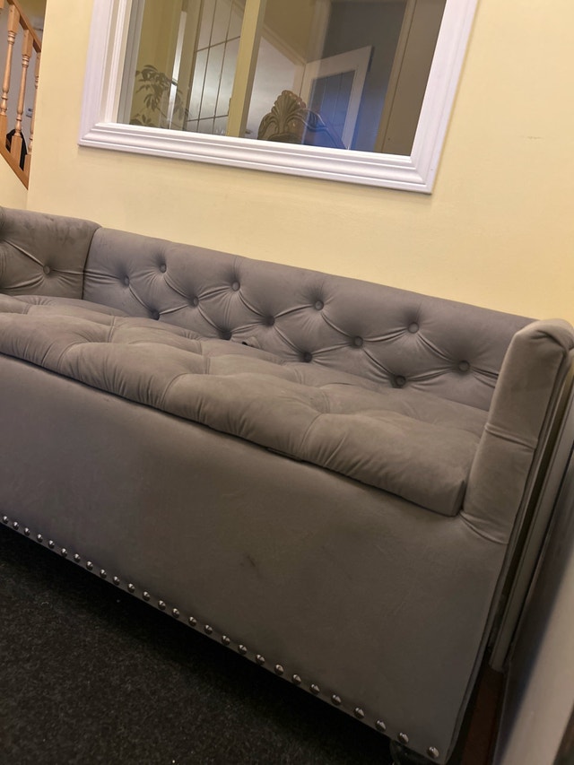 Grey Tufted Storage Bench - photo 4