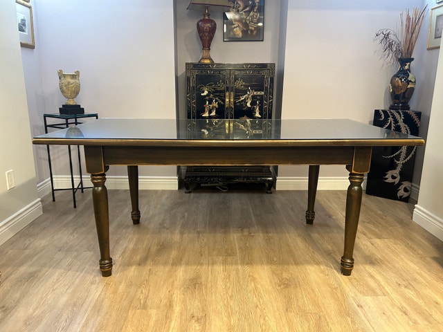 Custom build Wooden Dining Table with Tempered Glass Top - photo 2