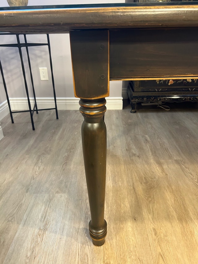 Custom build Wooden Dining Table with Tempered Glass Top - photo 4