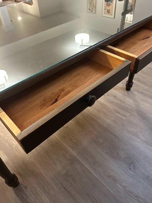 Custom build Wooden Dining Table with Tempered Glass Top - photo 5