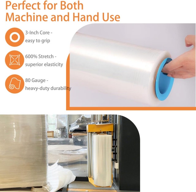 Stretch Film Shrink Wrap Roll 18" x 1500' - Industrial - photo 3