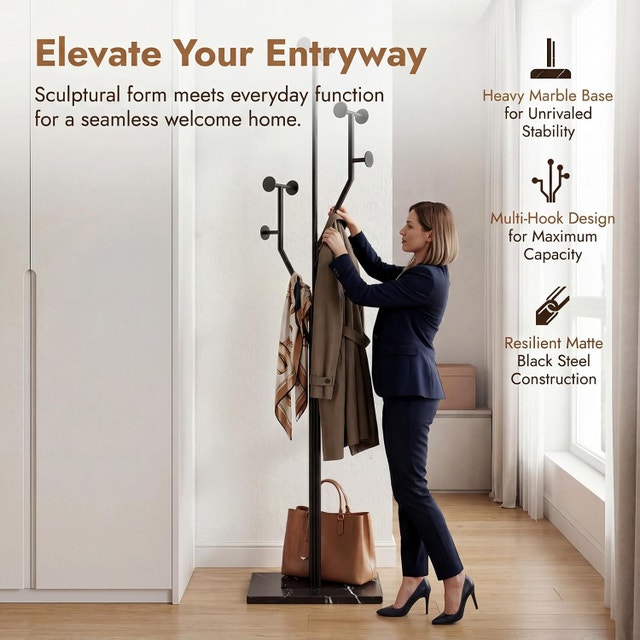 Sturdy Modern Coat Racks Freestanding with Hooks - photo 4
