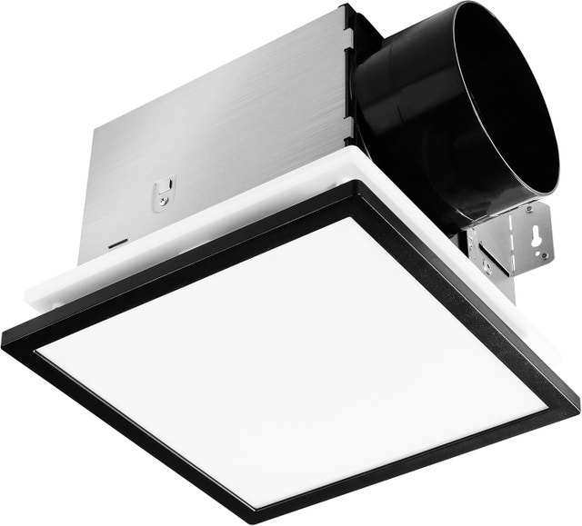 Tech Drive Modern Black Bathroom Exhaust Fan with Light