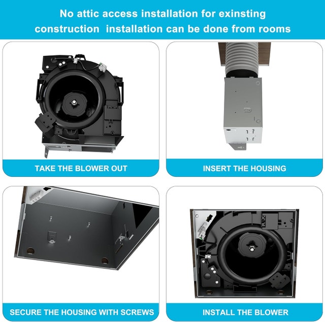 Tech Drive Modern Black Bathroom Exhaust Fan with Light - photo 5