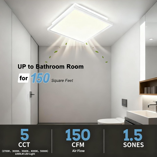 Tech Drive Bathroom Exhaust Fan with Light - 150 CFM - photo 5