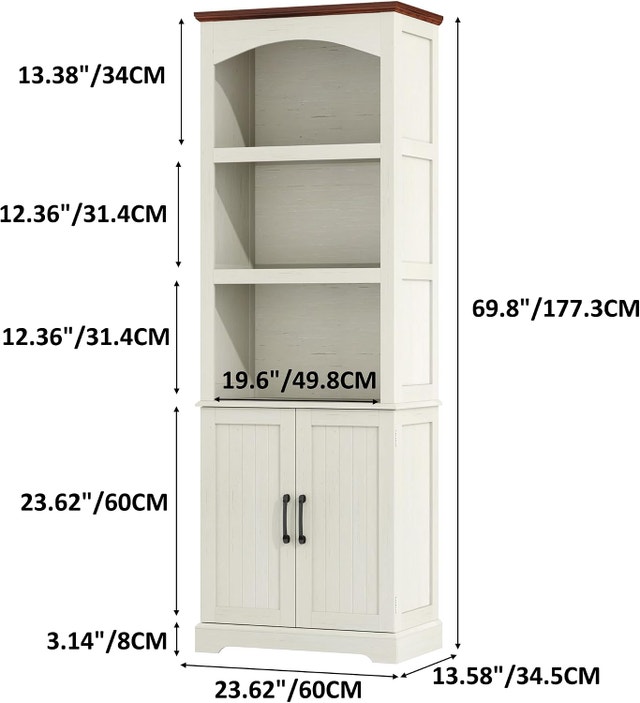 Yusong 70" Tall Arched Bookcase with 5 Tiers - photo 2