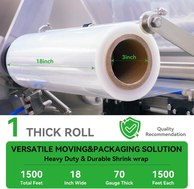 18" x 1500' Plastic Stretch/Shrink Wrap Roll - 70 Gauge - photo 3