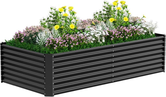 DWALE Raised Garden Bed, 8×4×2ft Large Outdoor Metal