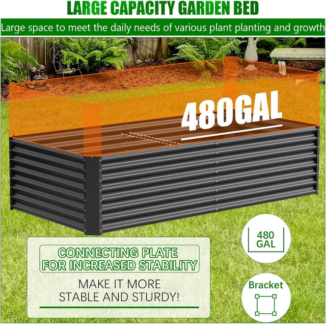 DWALE Raised Garden Bed, 8×4×2ft Large Outdoor Metal - photo 3