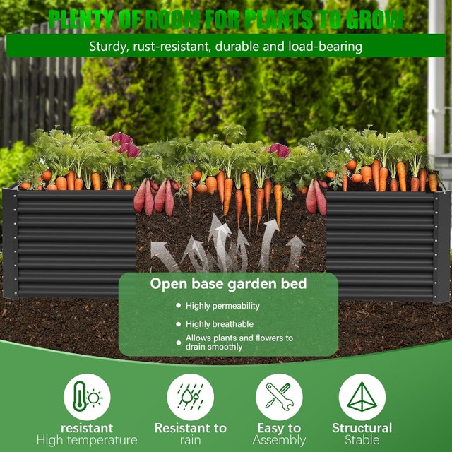 DWALE Raised Garden Bed, 8×4×2ft Large Outdoor Metal - photo 5