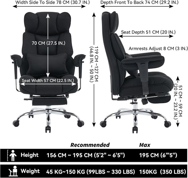 Efomao Executive Office Chair, Black Mesh Fabric Big - photo 5