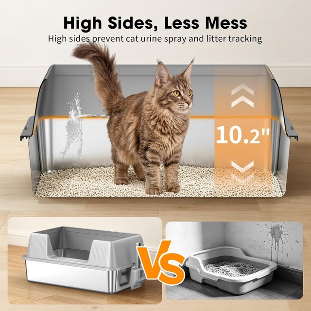 XL Stainless Steel Litter Box with Lid – High-Sided - photo 3
