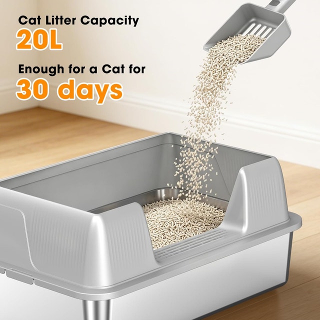 XL Stainless Steel Litter Box with Lid – High-Sided - photo 4