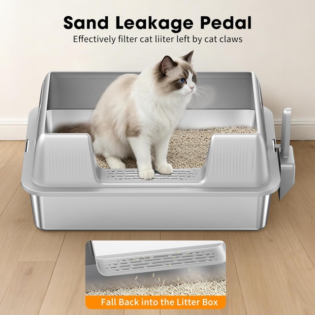 XL Stainless Steel Litter Box with Lid – High-Sided - photo 5