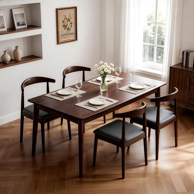 Solid Wood Dining Chairs Set of 2, Mid Century Modern - photo 2