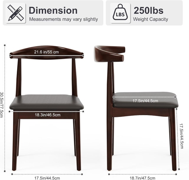Solid Wood Dining Chairs Set of 2, Mid Century Modern - photo 3