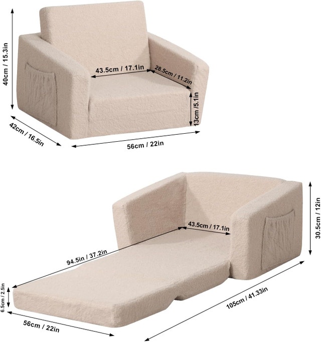 Kids Sofa Bed, 2 in 1 Fold Out Children's Sofa - photo 3