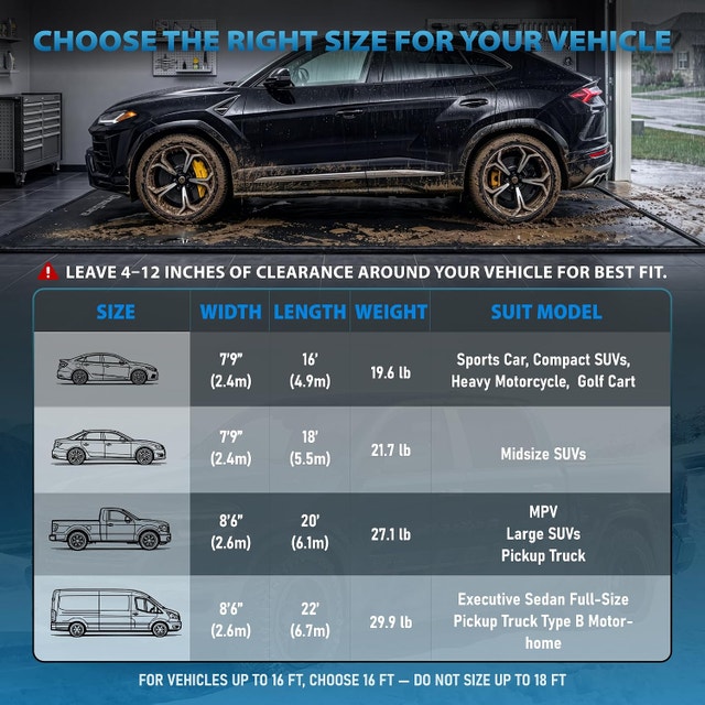 7'9" x 16' Garage Floor Mat, 610GSM PVC Containment Mat - photo 5