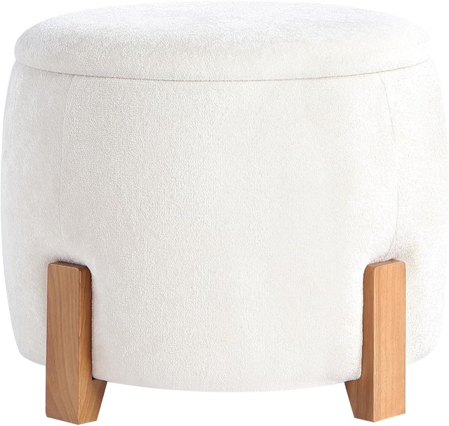 Get Set Style 22 inch Round Ottoman with Wooden Legs