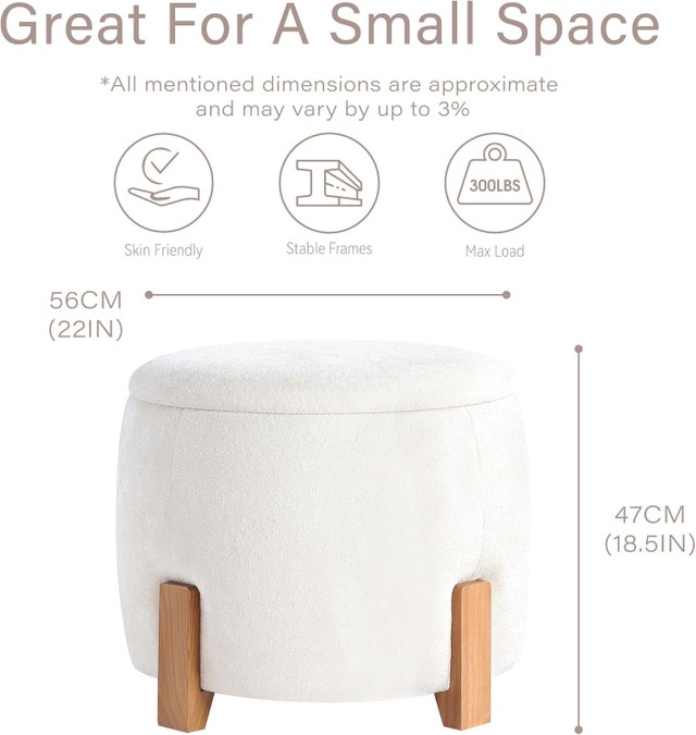 Get Set Style 22 inch Round Ottoman with Wooden Legs - photo 3
