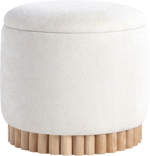 Get Set Style Round Ottoman with Wooden Base, Storage
