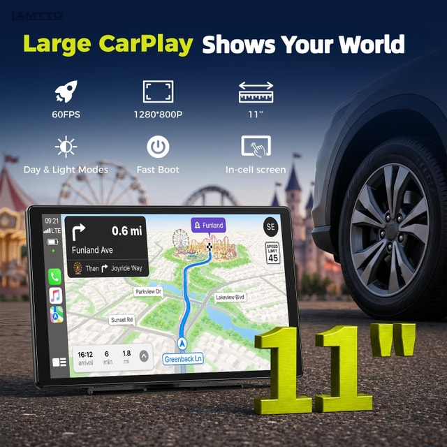 LAMTTO 11" Wireless CarPlay Screen with in-Cell Display - photo 2