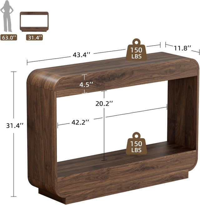 Lulive Waterfall Entryway Table, 43 Inch Console Table - photo 3