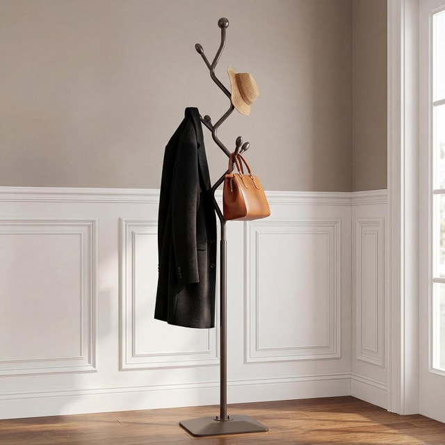 Sturdy Black Coat Racks Freestanding with 8 Hooks
