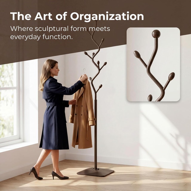 Sturdy Black Coat Racks Freestanding with 8 Hooks - photo 3